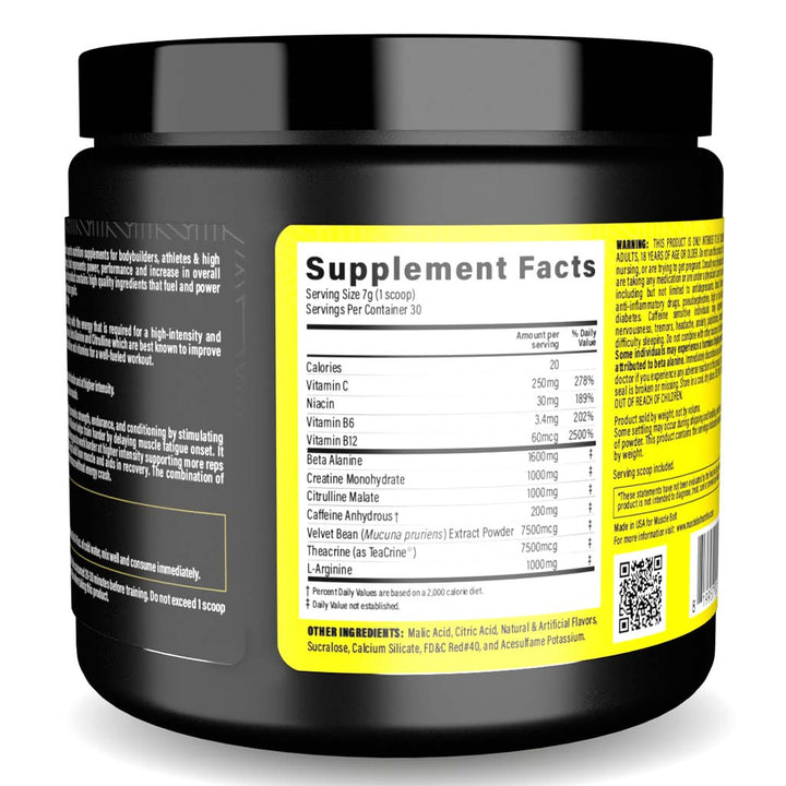 Muscle Bolt Power Plus Pre-Workout Supplement Powder With L- Arginine, Beta Alanine & Creatine Monohydrate - Fruit Punch 210g - Easy Pharmacy LLC