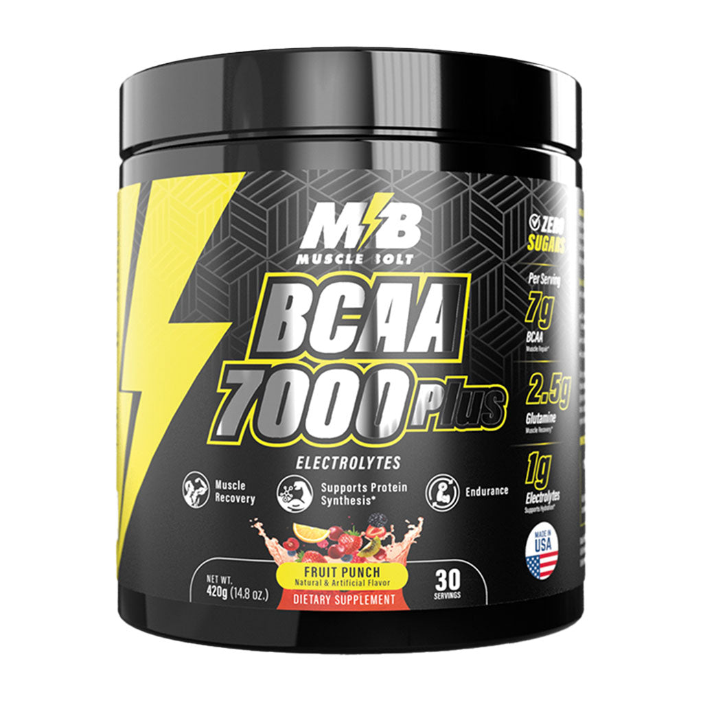 Muscle Bolt BCAA 7000 Plus For Muscle Recovery & Endurance Fruit Punch 30 Servings, 420g - Easy Pharmacy LLC