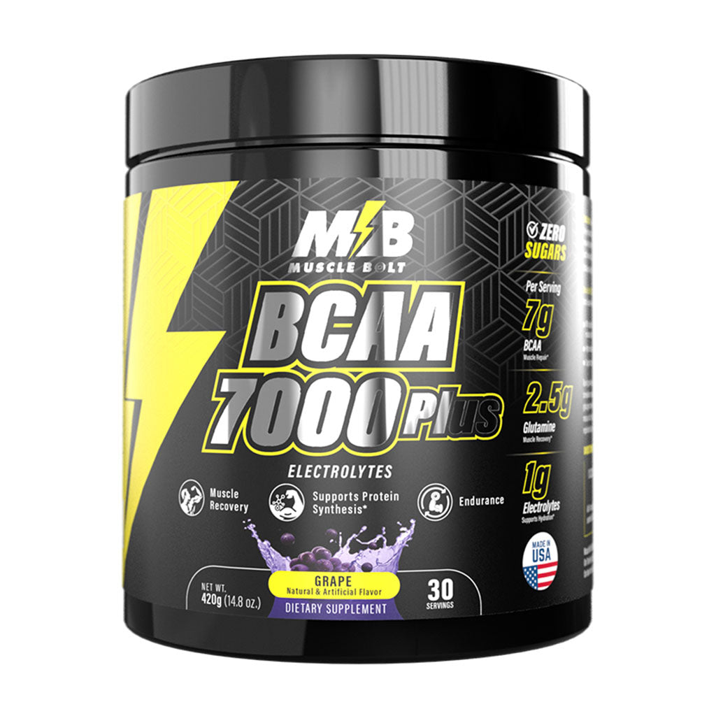 Muscle Bolt BCAA 7000 Plus For Muscle Recovery & Endurance Grape 30 Servings, 420g - Easy Pharmacy LLC