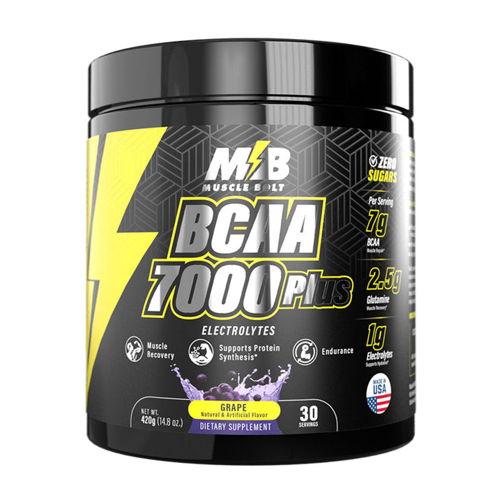 Muscle Bolt BCAA 7000 Plus For Muscle Recovery & Endurance Grape 30 Servings, 420g - Easy Pharmacy LLC