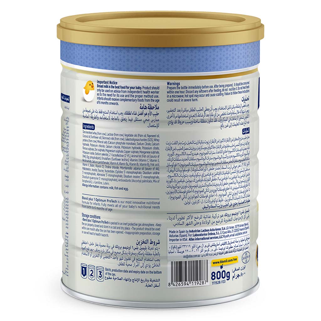 Blemil Plus Optimum Protech Stage 1 Baby Milk Formula For 0 To 6 Months 800g - Easy Pharmacy LLC