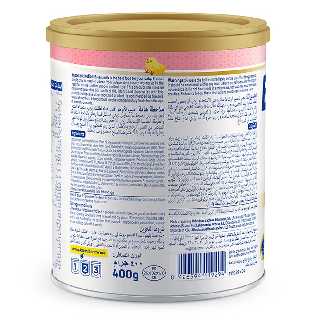 Blemil Plus Optimum Protech Stage 2 Infant Milk Formula For 6 To 12 Months 400g - Easy Pharmacy LLC