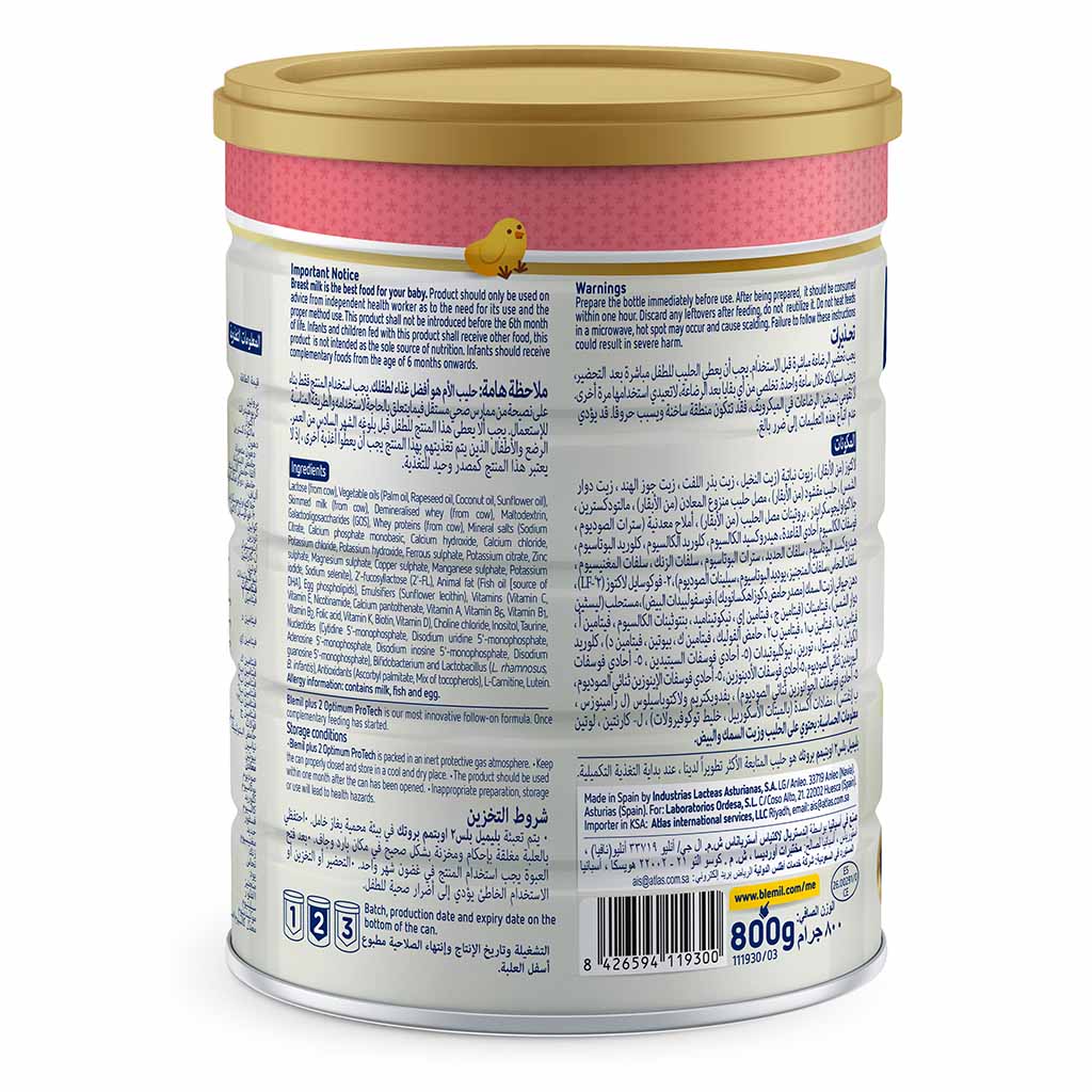 Blemil Plus Optimum Protech Stage 2 Infant Milk Formula For 6 To 12 Months 800g - Easy Pharmacy LLC