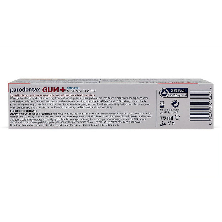 Parodontax Gum + Breath & Sensitivity Original Toothpaste 75ml - Easy Pharmacy LLC
