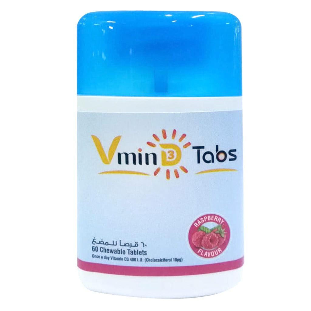 VminD3 400IU Vitamin D Kids Chewable Tablets Raspberry Flavor, Pack of 60’s - Easy Pharmacy LLC