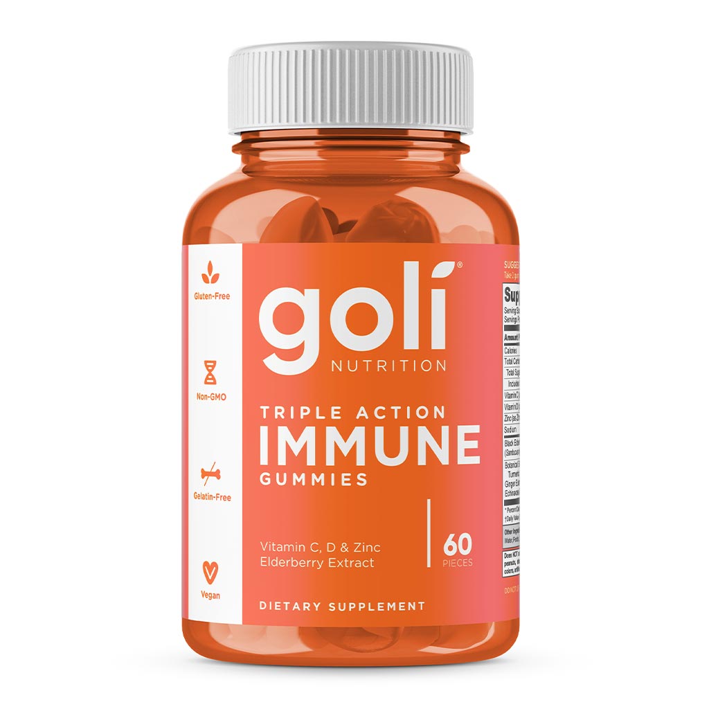 Goli Nutrition Triple Action Immune Gummies With Multivitamins, Zinc & Elderberry, Immunity Support For Adults, Pack of 60's - Easy Pharmacy LLC
