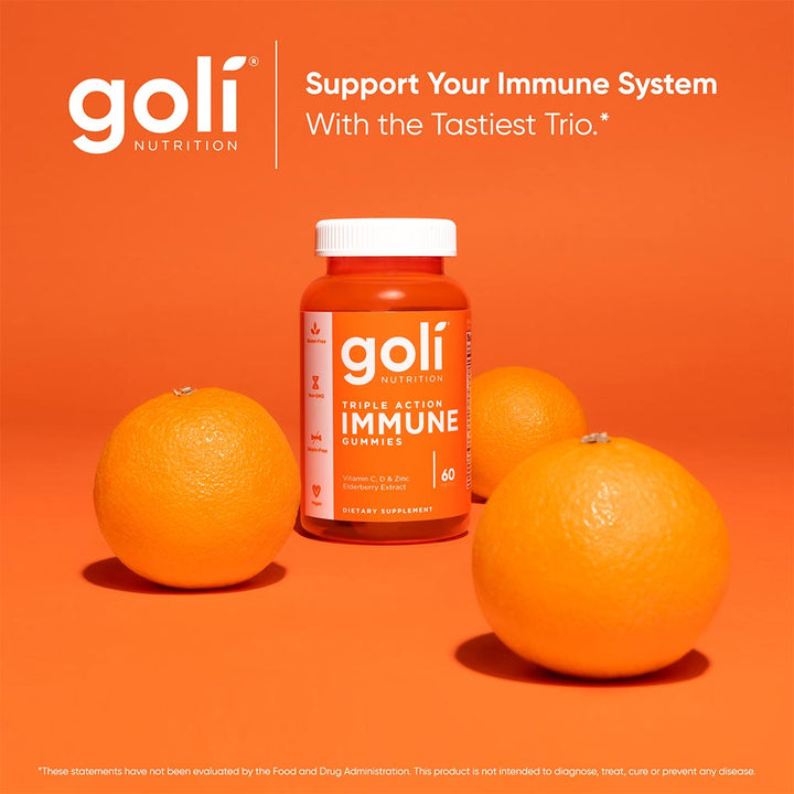 Goli Nutrition Triple Action Immune Gummies With Multivitamins, Zinc & Elderberry, Immunity Support For Adults, Pack of 60's - Easy Pharmacy LLC