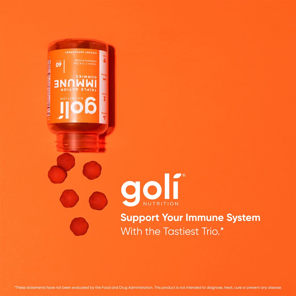 Goli Nutrition Triple Action Immune Gummies With Multivitamins, Zinc & Elderberry, Immunity Support For Adults, Pack of 60's - Easy Pharmacy LLC