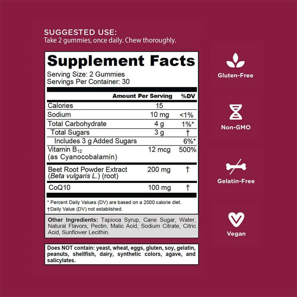 Goli Beets Cardio Gummies with CoQ10, Pack of 60's - Easy Pharmacy LLC