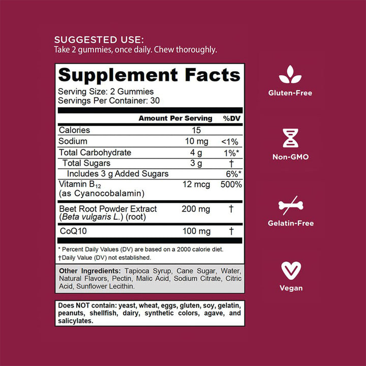 Goli Beets Cardio Gummies with CoQ10, Pack of 60's - Easy Pharmacy LLC