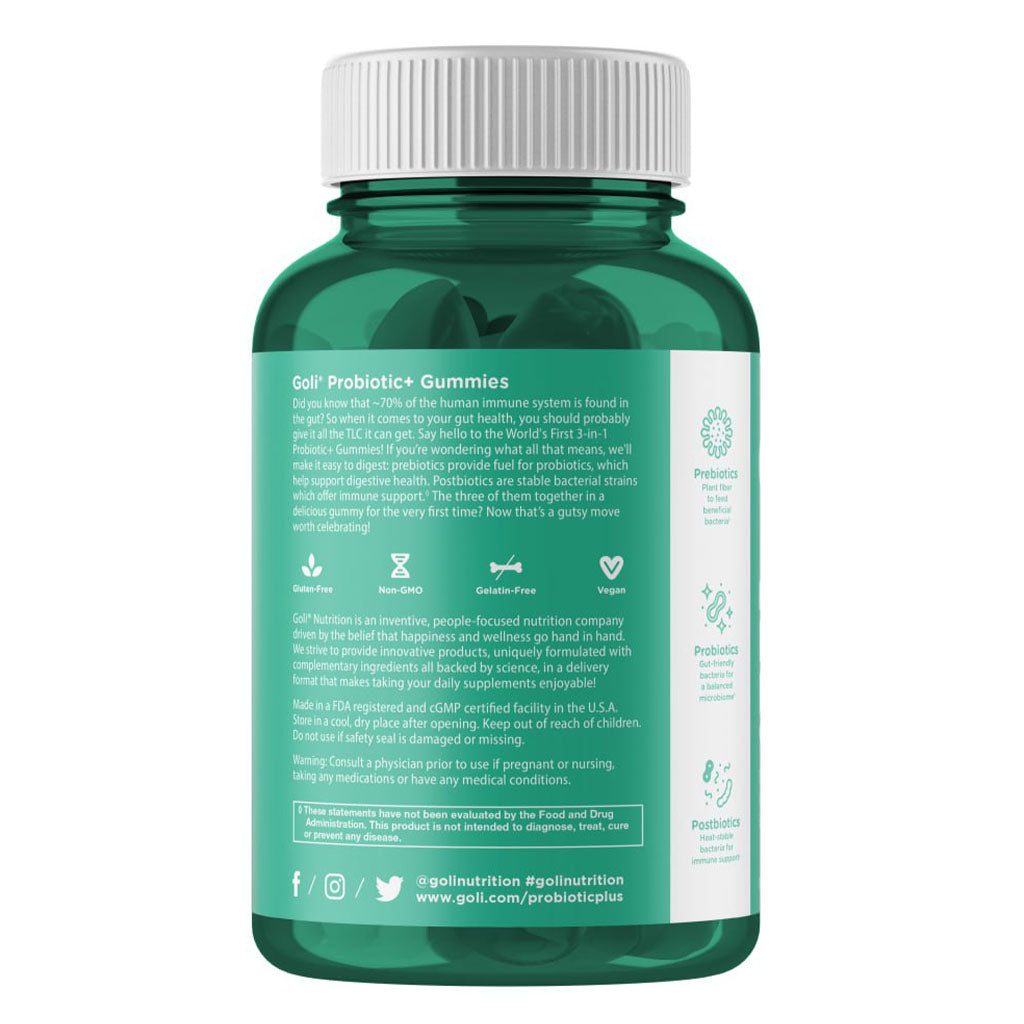Goli 3 In 1 Prebiotics + Postbiotics + Probiotics Gummies, Pack of 60's - Easy Pharmacy LLC