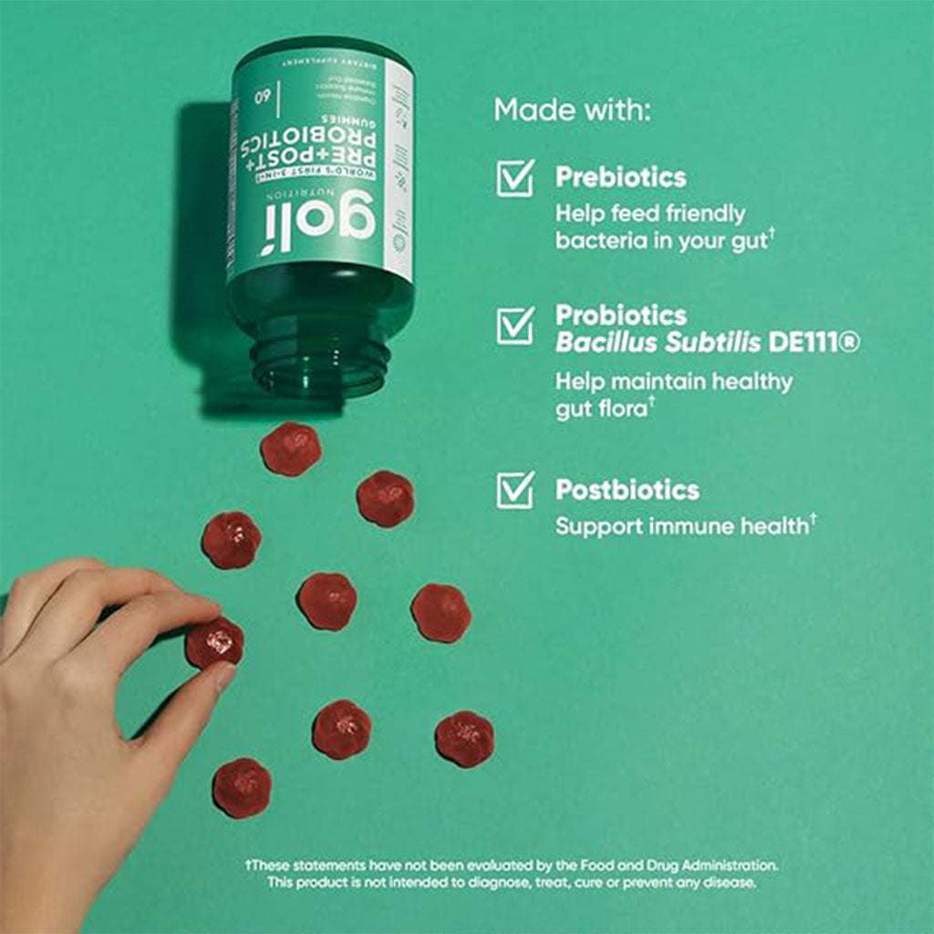 Goli 3 In 1 Prebiotics + Postbiotics + Probiotics Gummies, Pack of 60's - Easy Pharmacy LLC