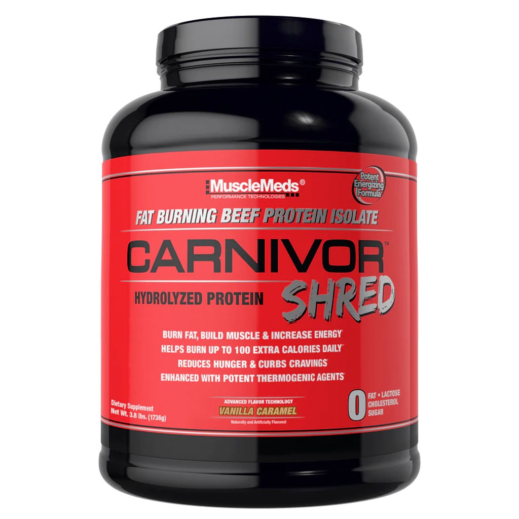 MuscleMeds Carnivor Shred Fat Burning Beef Protein Isolate Hydrolyzed Protein Powder, Vanilla Caramel Flavor 4lb - Easy Pharmacy LLC