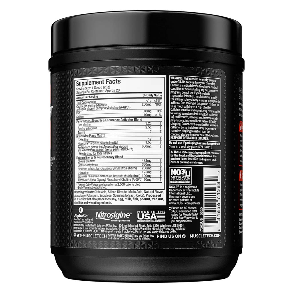 MuscleTech Shatter Extreme Energy And Performance Amplifier Pre-Workout Powder, Sour Blue Razz Flavor, 389g - Easy Pharmacy LLC