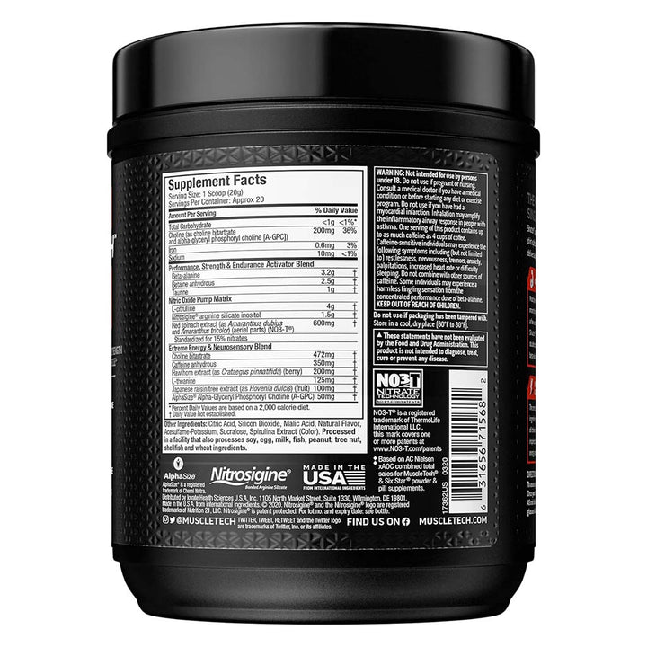 MuscleTech Shatter Extreme Energy And Performance Amplifier Pre-Workout Powder, Sour Blue Razz Flavor, 389g - Easy Pharmacy LLC