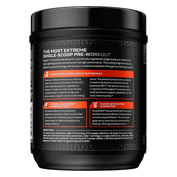 MuscleTech Shatter Extreme Energy And Performance Amplifier Pre-Workout Powder, Sour Blue Razz Flavor, 389g - Easy Pharmacy LLC