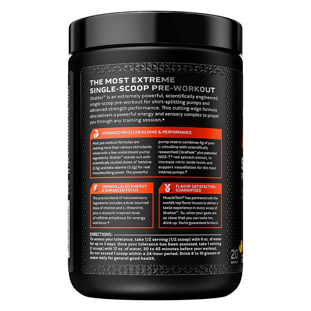 MuscleTech Shatter Extreme Energy And Performance Amplifier Pre-Workout Powder, Rainbow Fruit Candy Flavor, 389g - Easy Pharmacy LLC