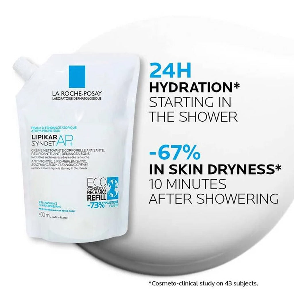 La Roche-Posay Lipikar Syndet AP+ Anti-Irritation & Anti-Scratching Cream Wash, Eco-Conscious Refill Pack 400ml - Easy Pharmacy LLC