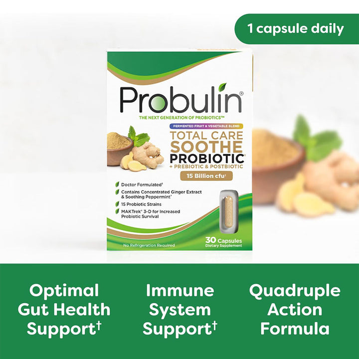 Probulin Total Care Soothe Probiotic + Prebiotic & Postbiotic 15 Billion CFU Capsules, Pack of 30's - Easy Pharmacy LLC