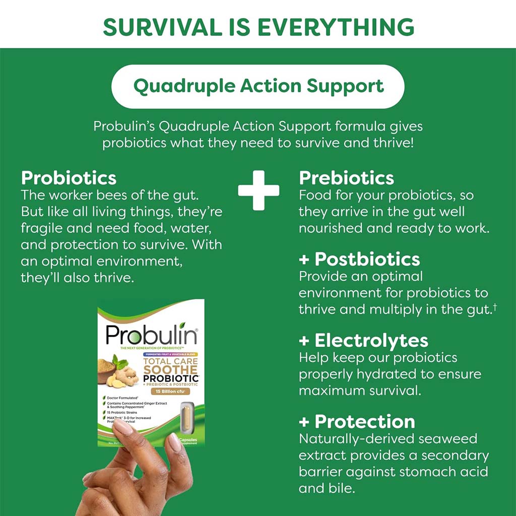 Probulin Total Care Soothe Probiotic + Prebiotic & Postbiotic 15 Billion CFU Capsules, Pack of 30's - Easy Pharmacy LLC