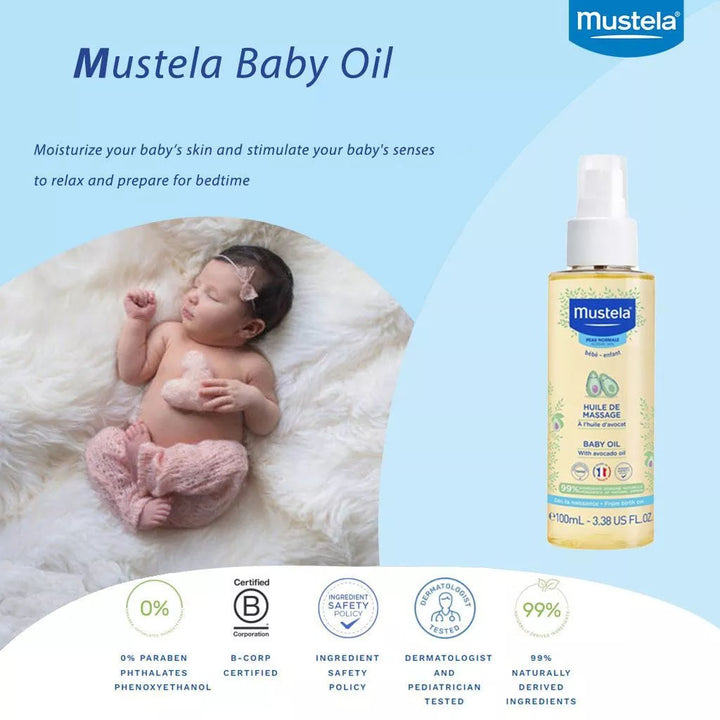 Mustela Baby Massage Oil With Avocado 2 x 100ml, Promo Pack of 2's - Easy Pharmacy LLC