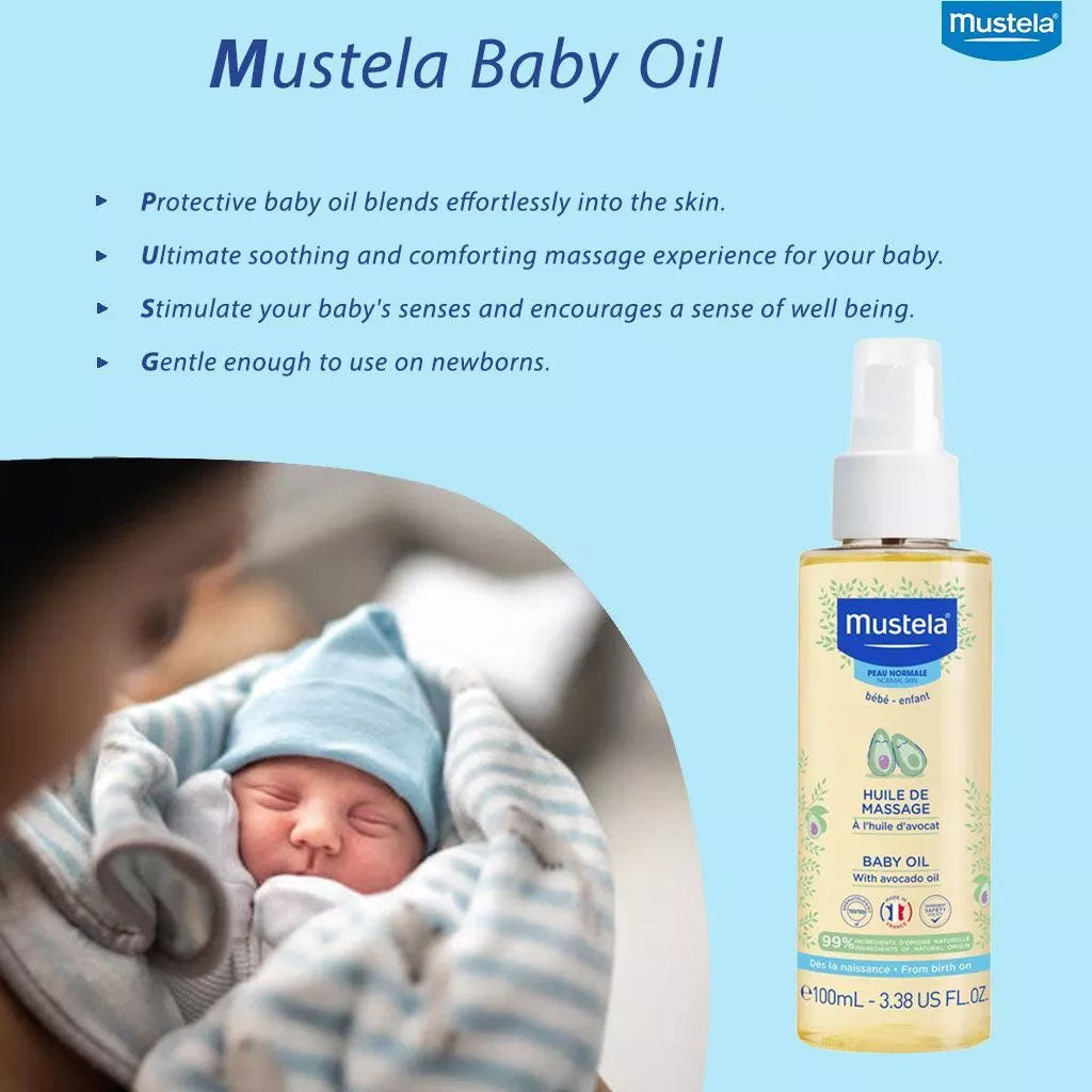 Mustela Baby Massage Oil With Avocado 2 x 100ml, Promo Pack of 2's - Easy Pharmacy LLC