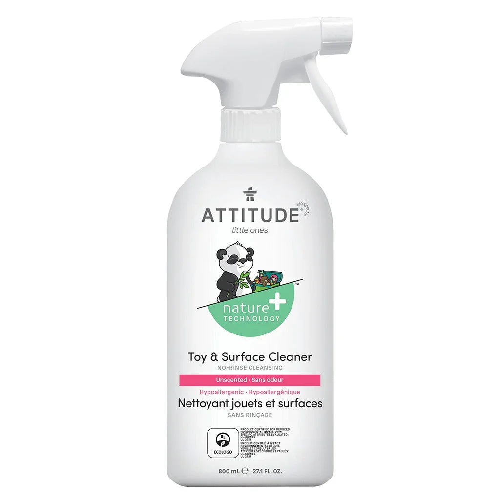 Attitude Little Ones Nature+ Technology Unscented Rinse-Free Toy & Surface Cleaner 800ml + Attitude Little Ones Nature+ Technology Baby Bottle & Dishwashing Liquid - Sweet Lullaby 700ml, Combo Pack of 2 Pieces - Easy Pharmacy LLC