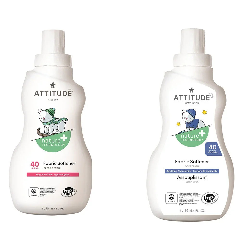 Attitude Little Ones Nature+ Technology Extra Gentle Baby Fabric Softener 40 Loads, Fragrance-Free & Soothing Chamomile, Combo Pack of 2 Pieces, 1000ml Each - Easy Pharmacy LLC