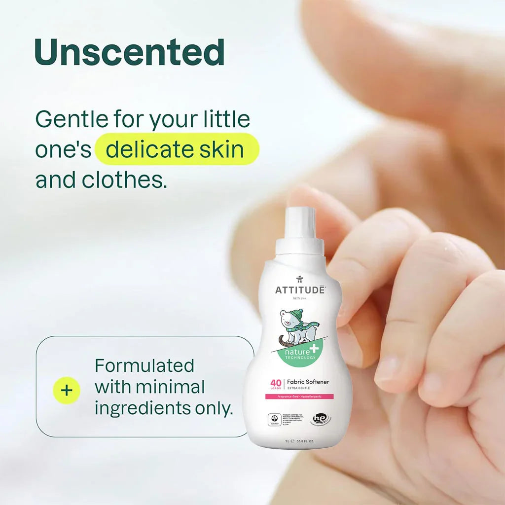 Attitude Little Ones Nature+ Technology Extra Gentle Baby Fabric Softener 40 Loads, Fragrance-Free & Soothing Chamomile, Combo Pack of 2 Pieces, 1000ml Each - Easy Pharmacy LLC
