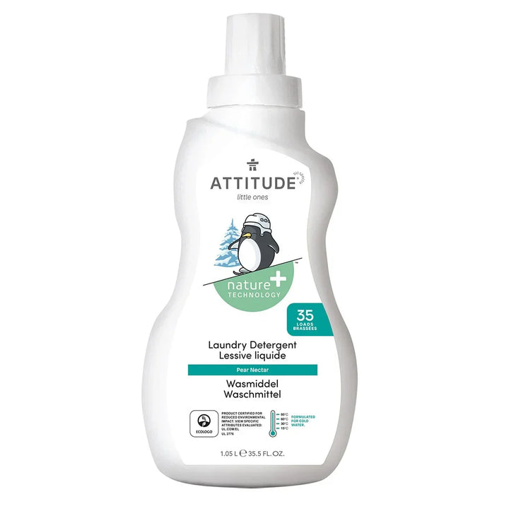 Attitude Little Ones Nature+ Technology Extra Gentle Fragrance-Free Baby Fabric Softener, 40 Loads, 1000ml + Attitude Little Ones Nature+ Technology Baby Laundry Detergent- Pear Nectar, 35 Loads, 1050ml, Combo Pack of 2 Pieces - Easy Pharmacy LLC