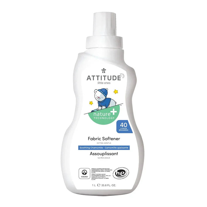 Attitude Little Ones Nature+ Technology Extra Gentle Baby Fabric Softener - Soothing Chamomile, 40 Loads, 1000ml + Attitude Little Ones Nature+ Technology Baby Laundry Detergent - Sweet Lullaby, 35 Loads, 1050ml, Combo Pack of 2 Pieces - Easy Pharmacy LLC