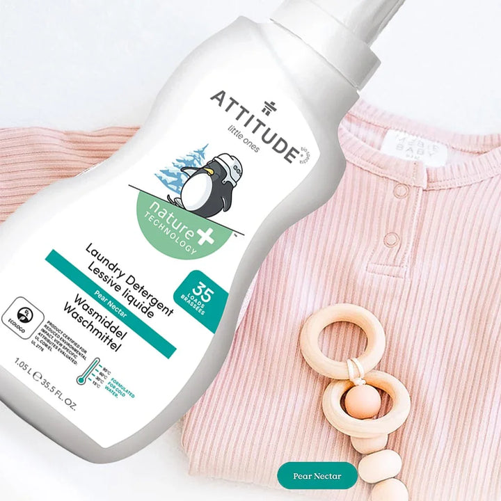 Attitude Little Ones Nature+ Technology Baby Laundry Detergent- Pear Nectar, 35 Loads, 1050ml, Attitude Little Ones Nature+ Technology Unscented Rinse-Free Toy & Surface Cleaner 800ml, Combo Pack of 2 Pieces - Easy Pharmacy LLC