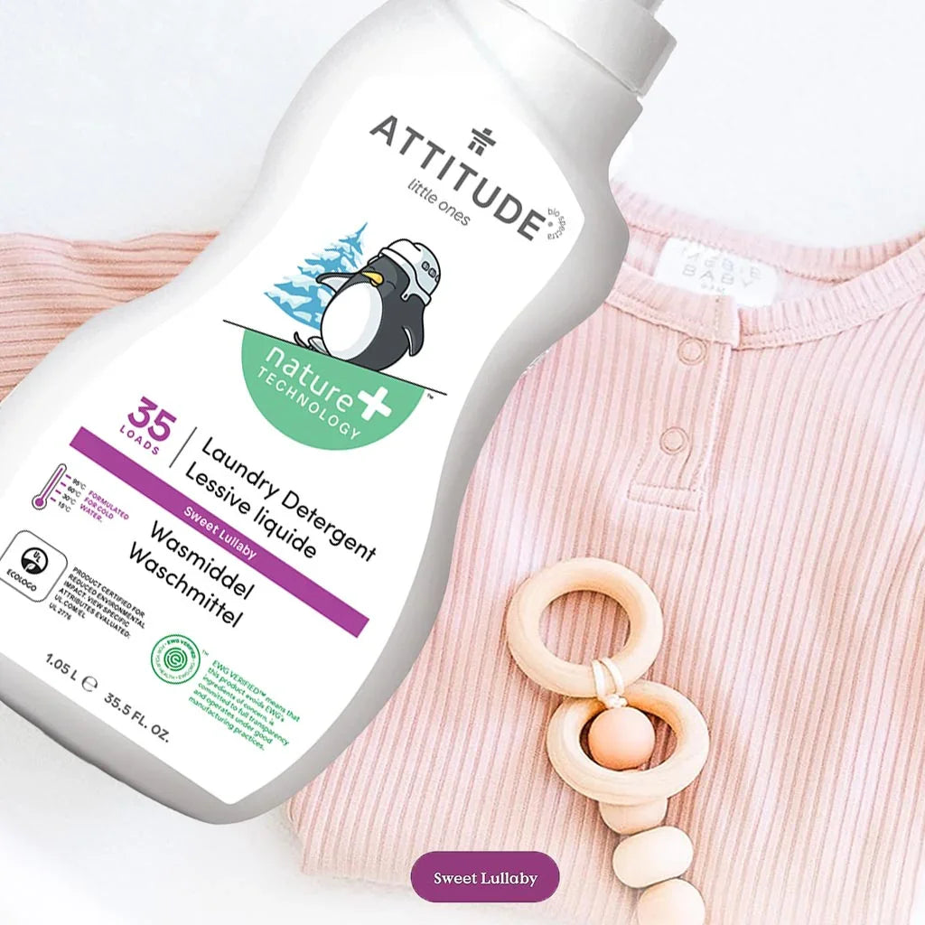 Attitude Little Ones Nature+ Technology Baby Laundry Detergent - Sweet Lullaby, 35 Loads, 1050ml, Attitude Little Ones Nature+ Technology Unscented Rinse-Free Toy & Surface Cleaner 800ml, Combo Pack of 2 Pieces - Easy Pharmacy LLC