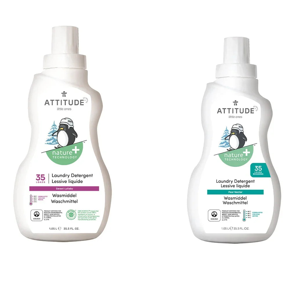 Attitude Little Ones Nature+ Technology Baby Laundry Detergent 35 Loads, Pear Nectar & Sweet Lullaby, Combo Pack of 2 Pieces, 1050ml Each - Easy Pharmacy LLC