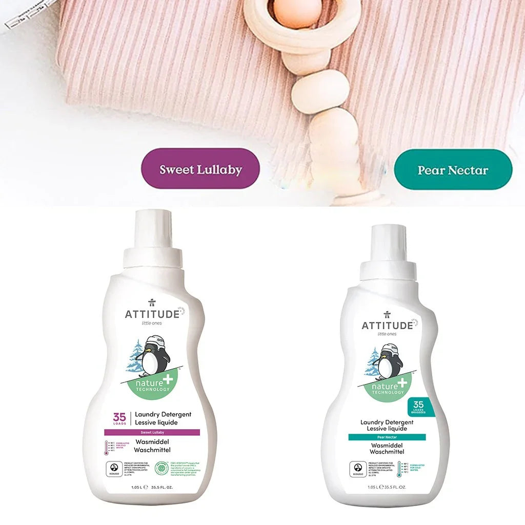 Attitude Little Ones Nature+ Technology Baby Laundry Detergent 35 Loads, Pear Nectar & Sweet Lullaby, Combo Pack of 2 Pieces, 1050ml Each - Easy Pharmacy LLC