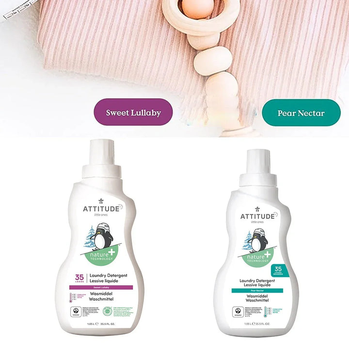 Attitude Little Ones Nature+ Technology Baby Laundry Detergent 35 Loads, Pear Nectar & Sweet Lullaby, Combo Pack of 2 Pieces, 1050ml Each - Easy Pharmacy LLC