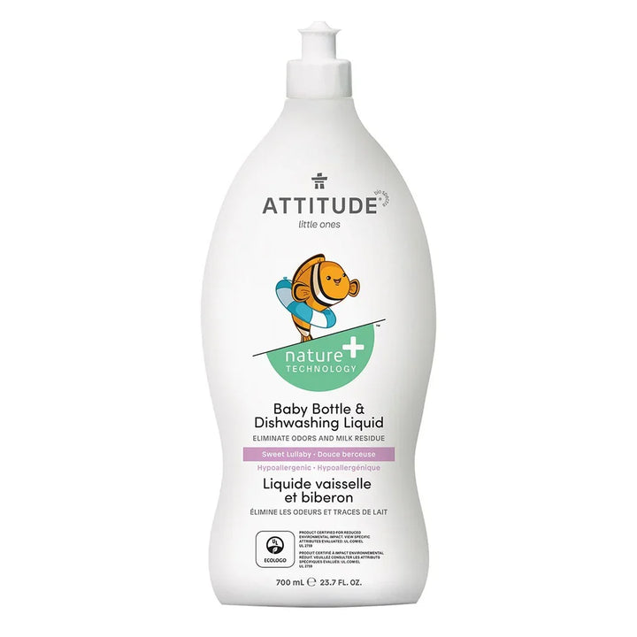 Attitude Bundle, Baby Laundry Detergent, Pear Nectar 1050ml + Unscented Rinse-Free Toy & Surface Cleaner 800ml + Baby Bottle & Dishwashing Liquid, Sweet Lullaby 700ml, Pack of 3 Pieces - Easy Pharmacy LLC