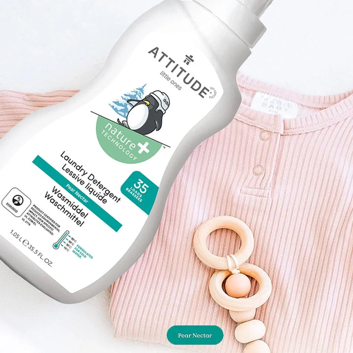 Attitude Bundle, Baby Laundry Detergent, Pear Nectar 1050ml + Unscented Rinse-Free Toy & Surface Cleaner 800ml + Baby Bottle & Dishwashing Liquid, Sweet Lullaby 700ml, Pack of 3 Pieces - Easy Pharmacy LLC
