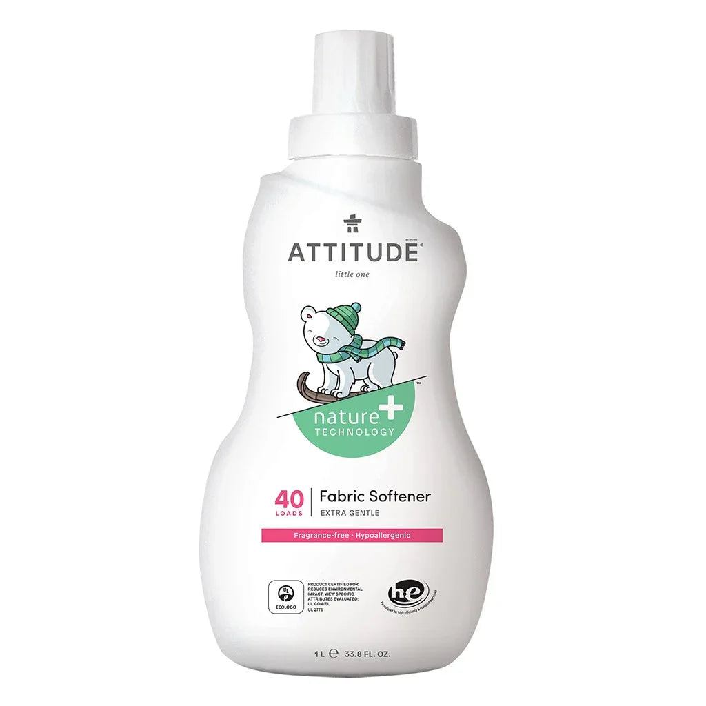 Attitude Bundle, Baby Fabric Softener, Fragrance Free 1000ml + Baby Fabric Softener, Soothing Chamomile 1000ml + Baby Laundry Detergent, Pear Nectar 1050ml + Baby Laundry Detergent, Sweet Lullaby 1050ml, Pack of 4 Pieces - Easy Pharmacy LLC