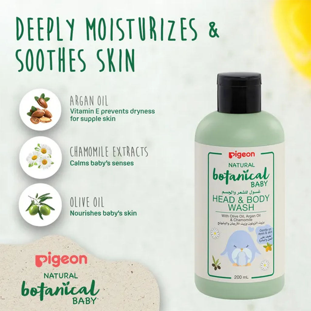 Pigeon Natural Botanical Baby Skincare Head & Body Wash 200ml - Easy Pharmacy LLC