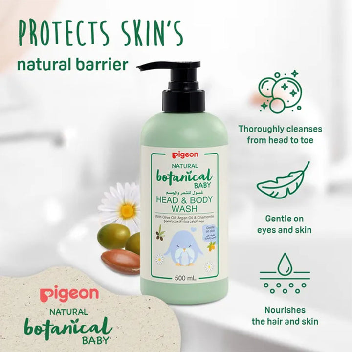 Pigeon Natural Botanical Baby Skincare Head & Body Wash 500ml - Easy Pharmacy LLC