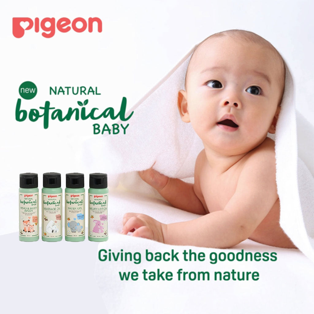 Pigeon Natural Botanical Baby Travel Set With Head & Body Wash, Water Gel, Milky Lotion & Massage Oil, Pack of 4 Pieces - Easy Pharmacy LLC