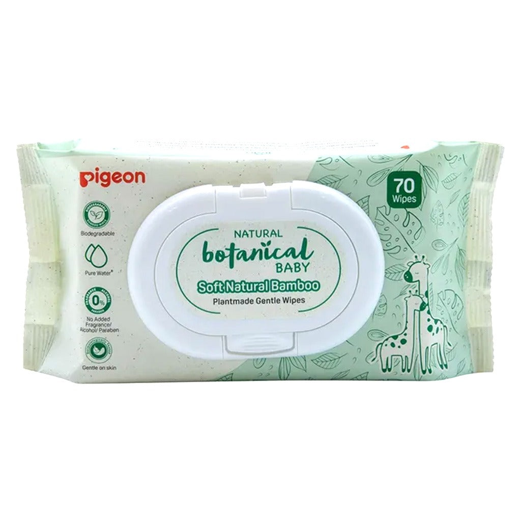 Pigeon Natural Botanical Plantmade Gentle Soft Natural Bamboo Baby Wipes, Pack of 70's - Easy Pharmacy LLC