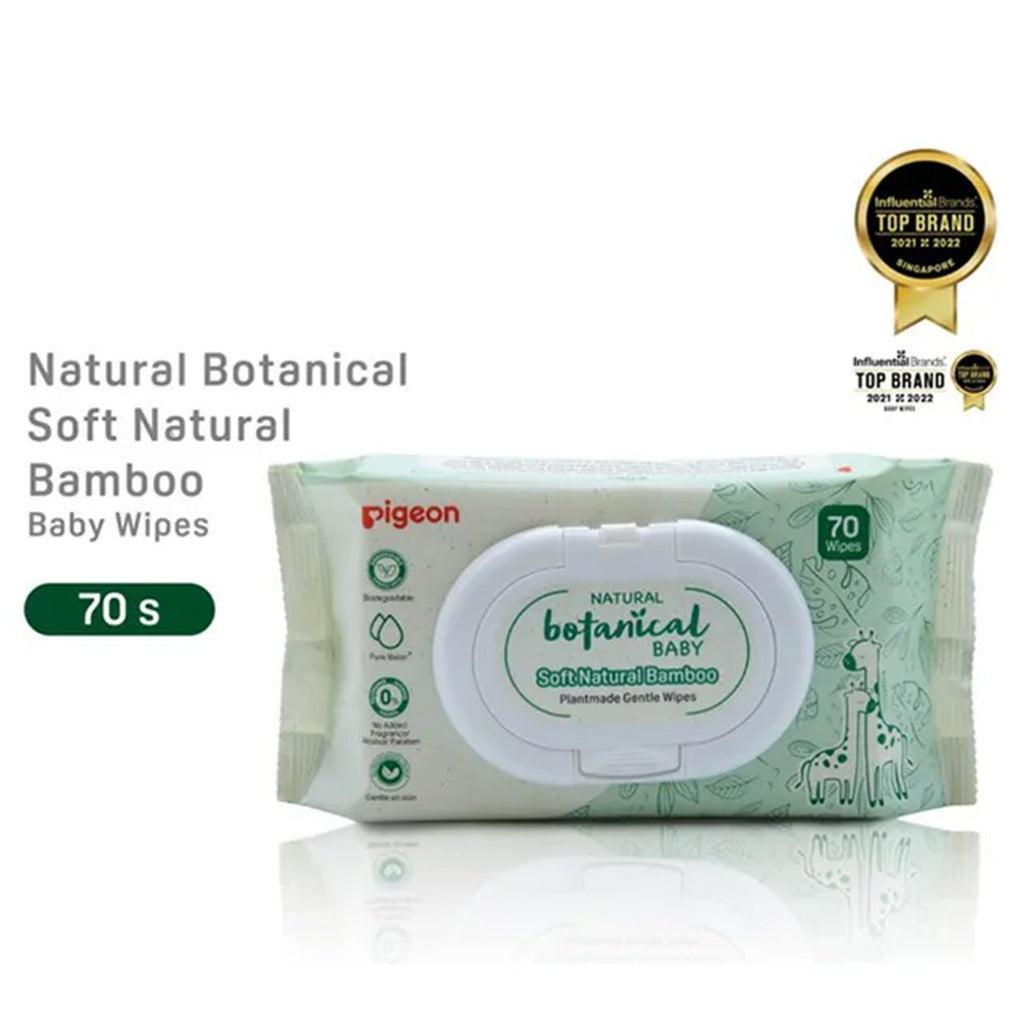 Pigeon Natural Botanical Plantmade Gentle Soft Natural Bamboo Baby Wipes, Pack of 70's - Easy Pharmacy LLC