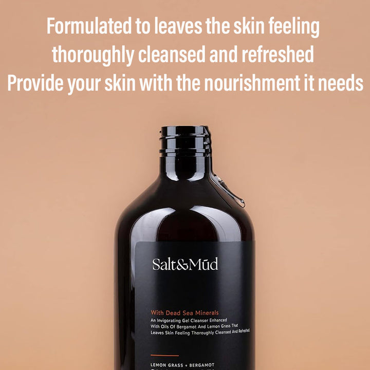 Salt And Mud Invigorating Shower Gel Cleanser With Dead Sea Minerals, Lemon Grass & Bergamot 500ml - Easy Pharmacy LLC