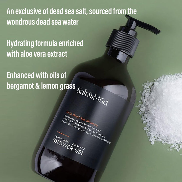 Salt And Mud Invigorating Shower Gel Cleanser With Dead Sea Minerals, Lemon Grass & Bergamot 500ml - Easy Pharmacy LLC