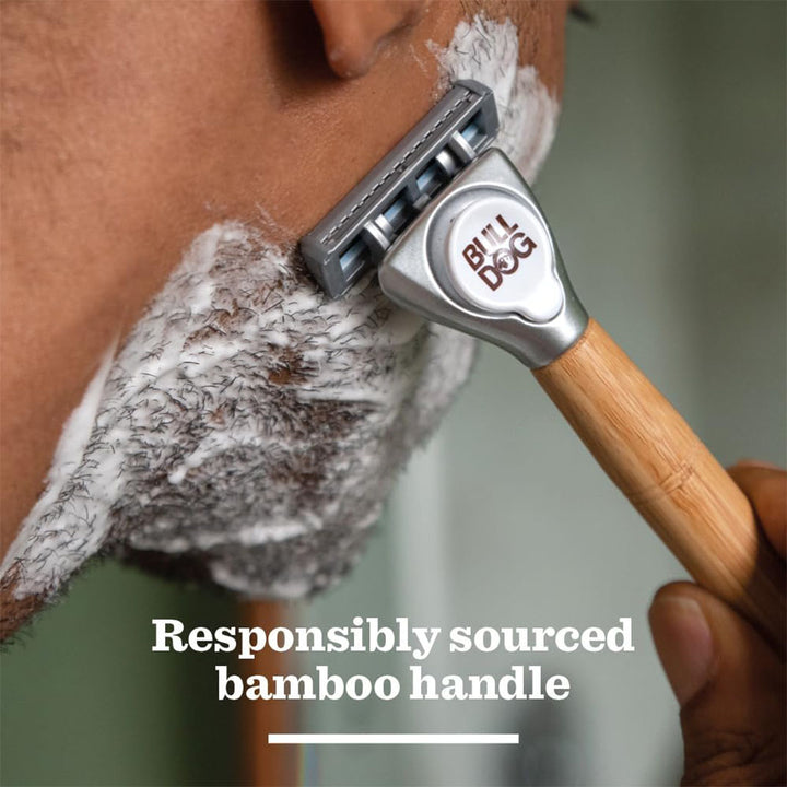 Bulldog Skincare Original Bamboo Razor + 2 Blade Cartridges, Pack of 3 Pieces - Easy Pharmacy LLC