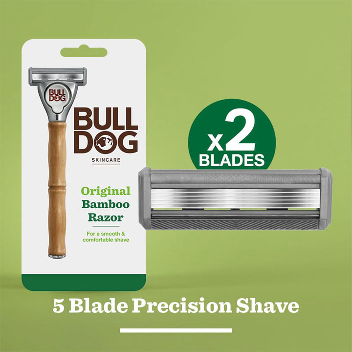 Bulldog Skincare Original Bamboo Razor + 2 Blade Cartridges, Pack of 3 Pieces - Easy Pharmacy LLC