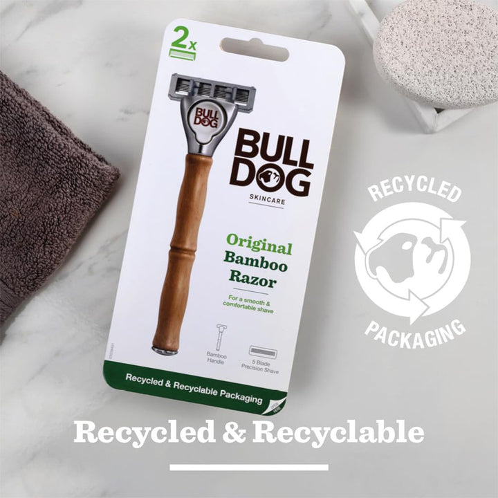 Bulldog Skincare Original Bamboo Razor + 2 Blade Cartridges, Pack of 3 Pieces - Easy Pharmacy LLC