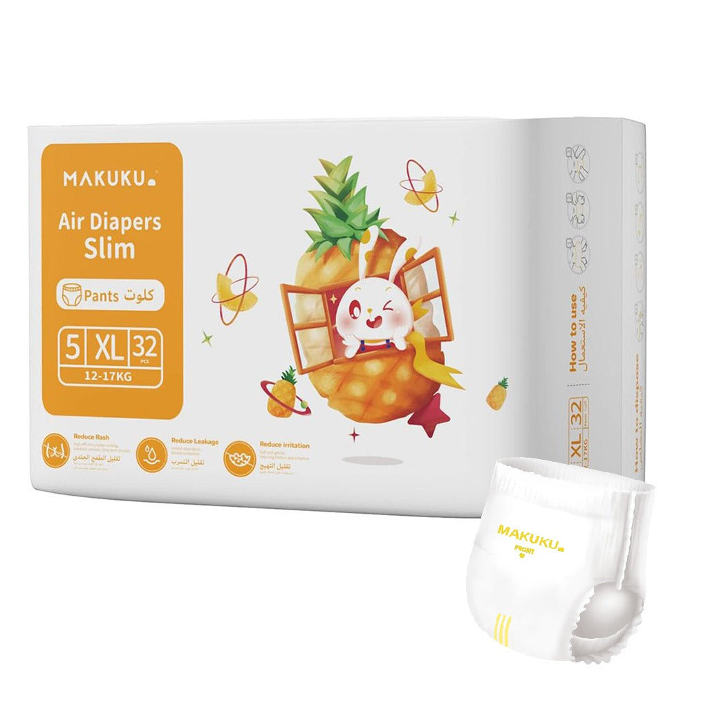 Makuku Slim Tape Air Diapers, Size 5, X-Large For 12-17Kg Baby, Pack of 32's - Easy Pharmacy LLC